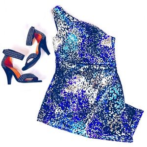 [Maggy London] One Shoulder Animal Print Dress